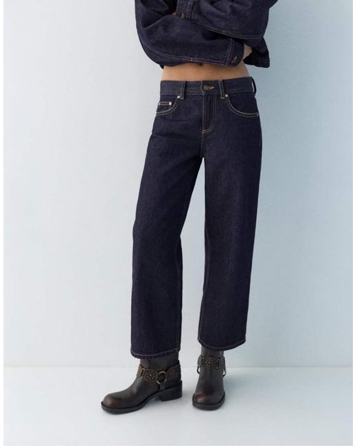 Pull&Bear Blue Low-rise Culottes Jeans
