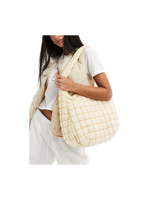 Glamorous White Oversized Padded Shoulder Bag