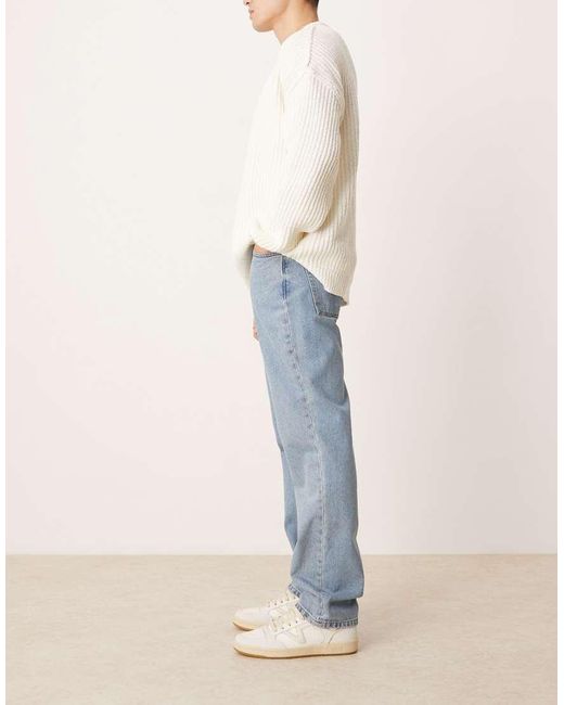 Vaqueros Azul Medio Lavados De Corte Recto De ASOS de hombre de color Blue