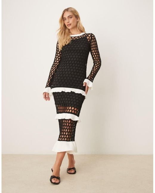 Never Fully Dressed Natural Crochet Ruffle Maxi Dress
