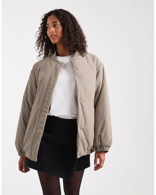 ASOS Natural Padded Oversized Bomber Jacket