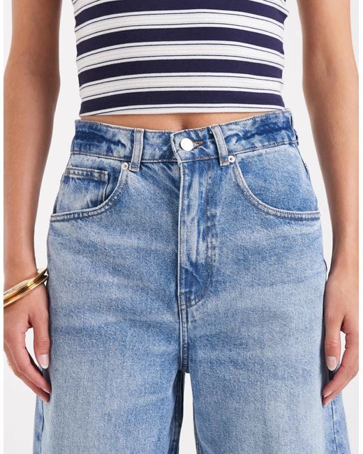 ASOS Blue Asos Design Tall High Waisted Barrel Leg Jeans