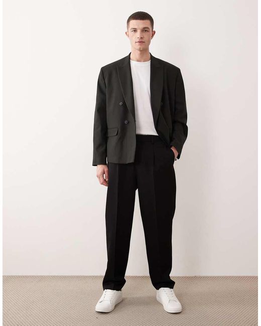 ASOS Black Double Breasted Boxy Suit Jacket for men