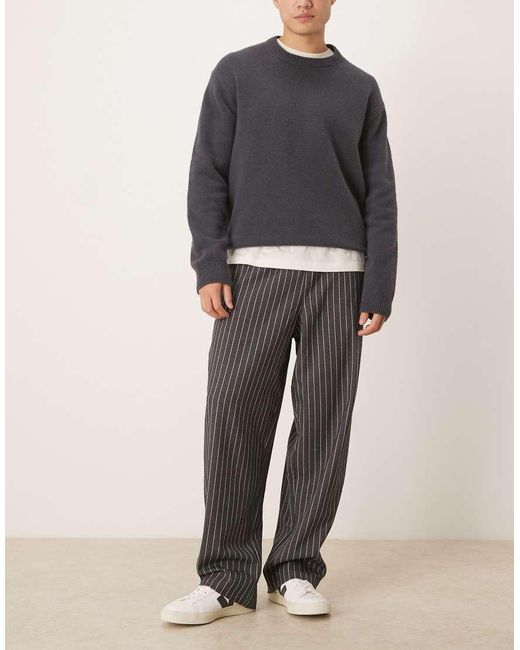ASOS Gray Loose Straight Pull On Trousers for men