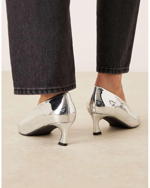 Glamorous Black Kitten Heel Court Shoes