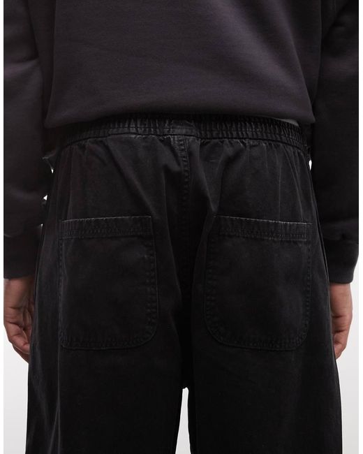 Weekday Black Oversized Elastic Waist baggy Trousers for men