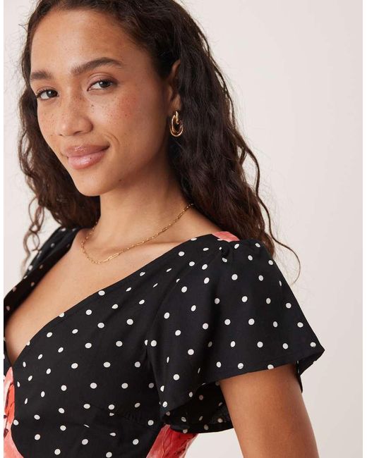 Vestito Midi Da Giorno Con Maniche A Pipistrello E Stampa A Fiori di ASOS in Pink