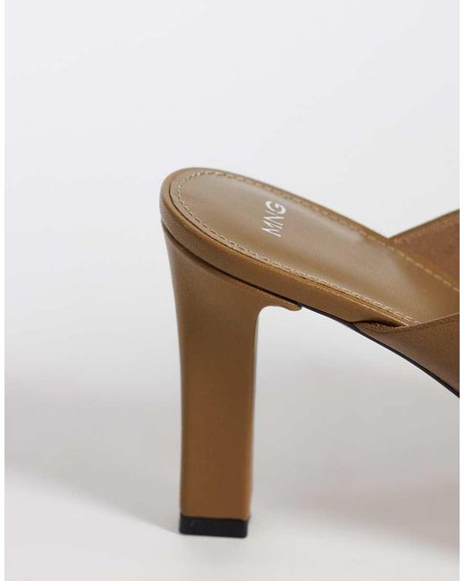 Mango Brown 100% Leather Heeled Mule