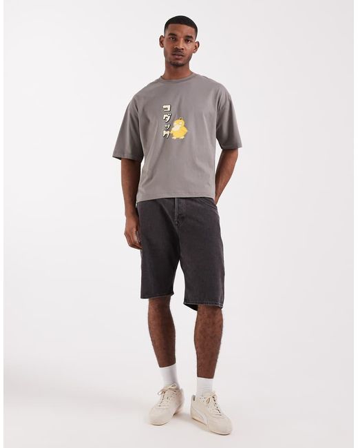 ASOS Gray Oversized T-shirt With Pokemon Psyduck Print Int for men
