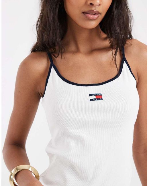 Tommy Hilfiger White Bade Logo Slim Fit Strappy Vest