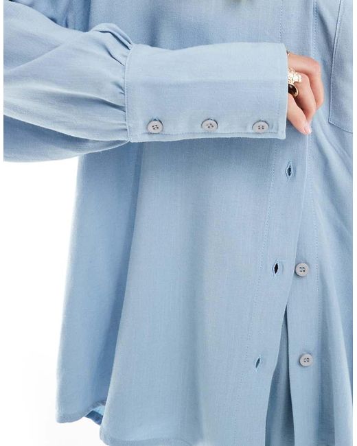 ASOS Blue Linen Blend Oversized Shirt