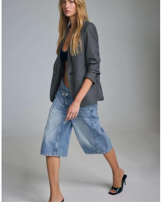 Stradivarius Blue Button Blazer