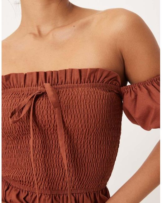 Lovedrobe Brown Short Sleeve Shirred Top Co-Ord