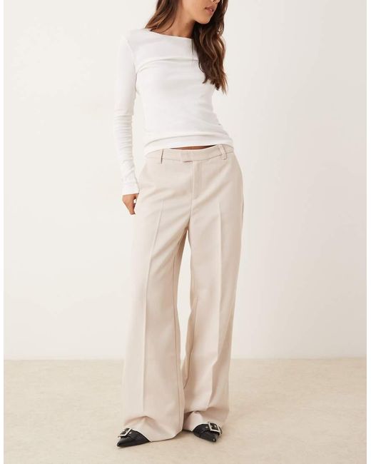 Gina Tricot Natural Tailored Wide Leg Trousers