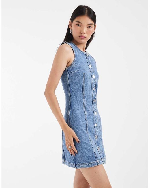 & Other Stories Blue Denim Button Down Mini Dress