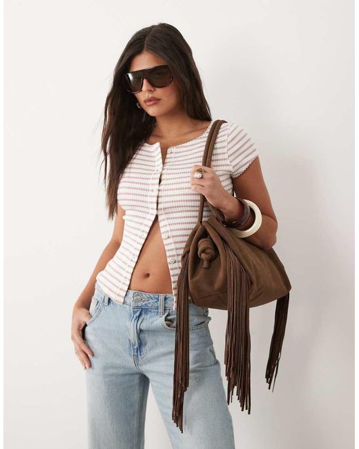 Free People Multicolor Most Wanted Ribbed Button Down Top