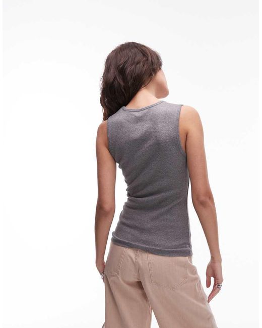 ARKET Multicolor Stretch Rib Jersey Fitted Singlet Top With Scoop Neck