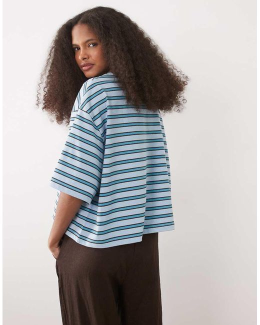ASOS Blue Contrast Neck Boxy Crop Top