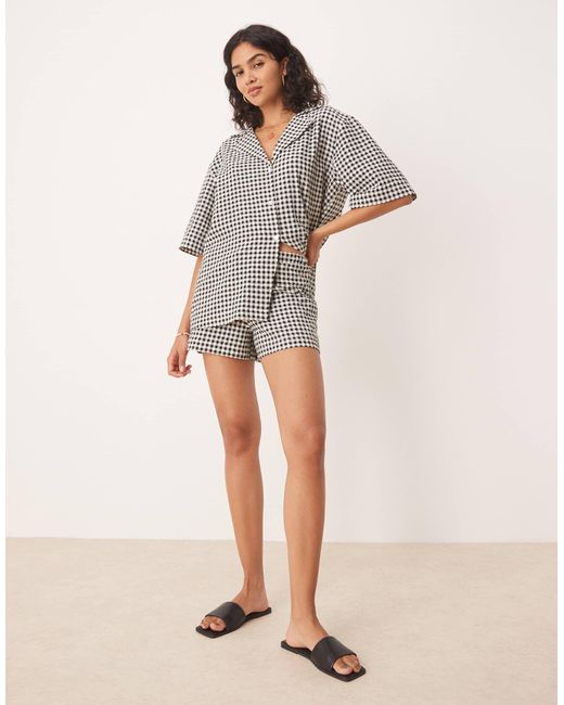 ASOS Gray – schlupf-shorts mit -weißem vichy-karo
