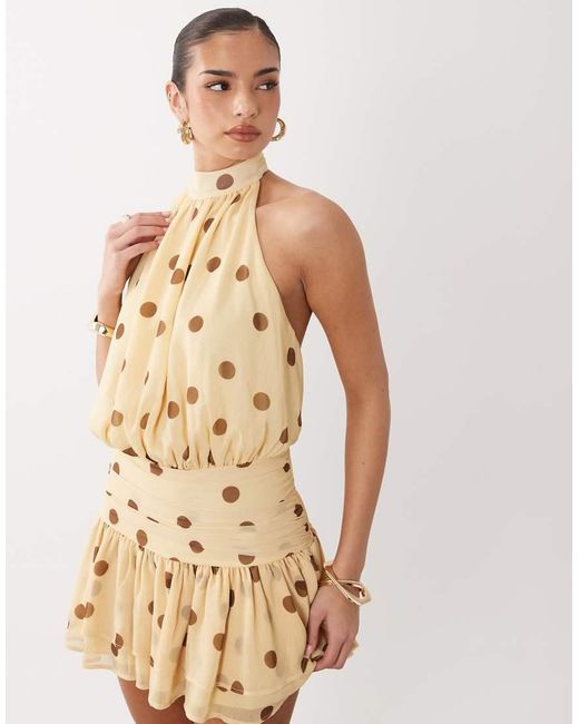 Gina Tricot Natural Halterneck Mini Dress