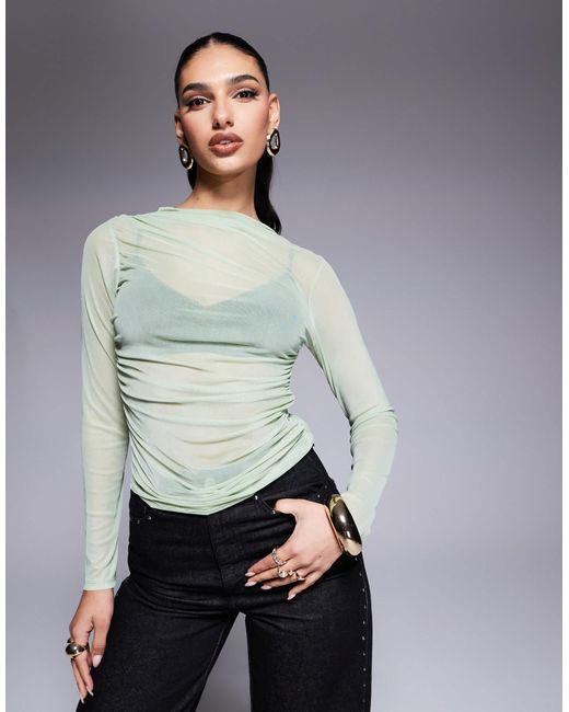 ASOS Gray – langärmliges netzstoff-oberteil