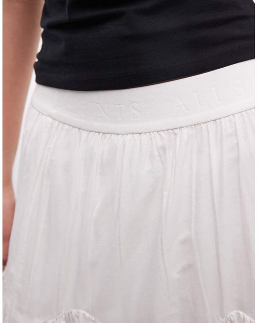 AllSaints White Femi Leaf Cut Out Midi Skirt