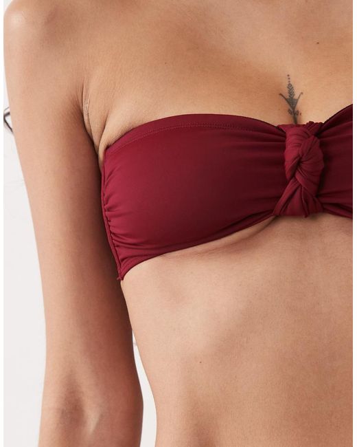 ASOS Red Martina Knot Bandeau Bikini Top