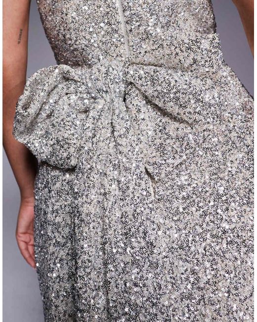 Jarlo Gray Sequin Structured Mini Dress With Bow Back