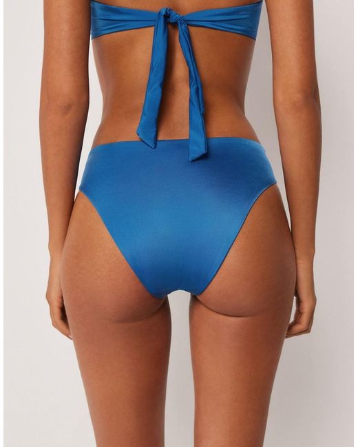 Calzedonia Blue Shiny Satin High-Waisted Bikini Bottoms