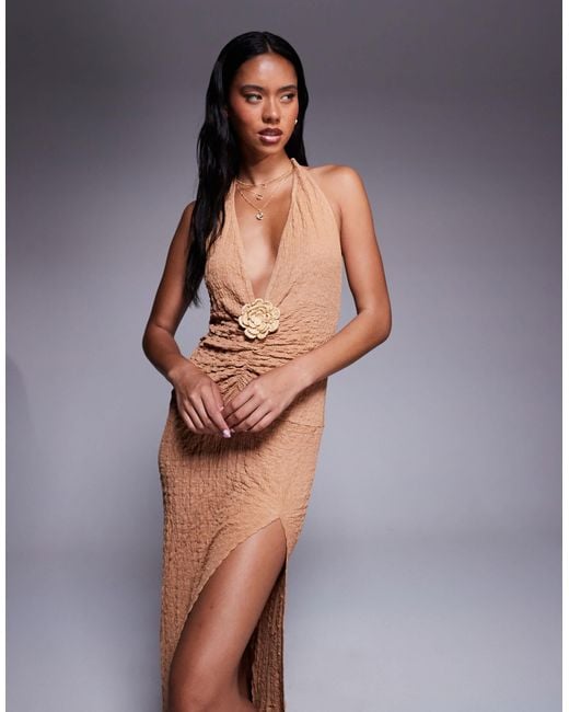 ASOS Blue Raffi Plunge Maxi Beach Dress