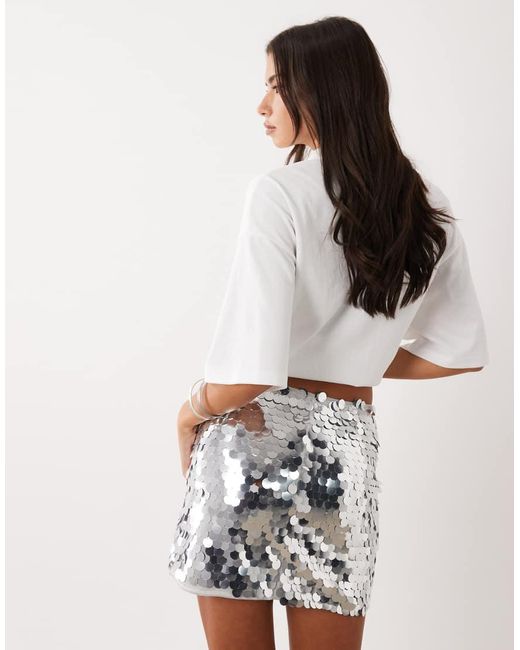 ASOS White Large Sequin Mini Skirt