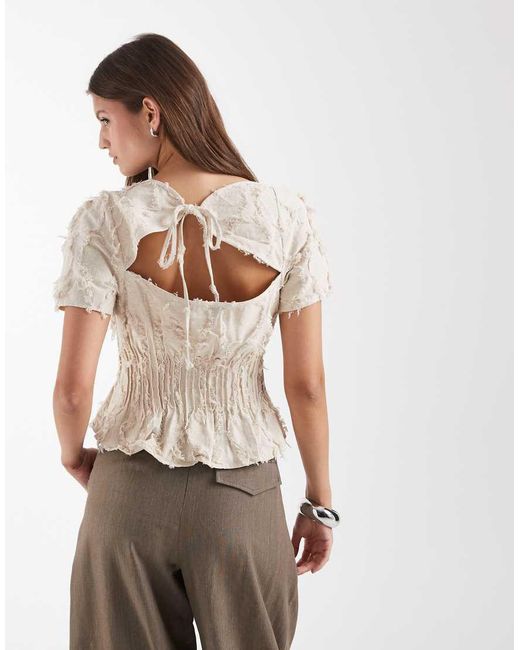 laagam Brown Vaiana Ruffle Blouse