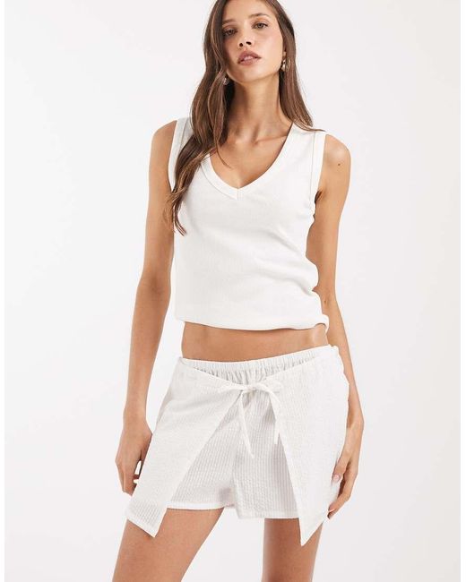 Neon Rose White Mini Skort