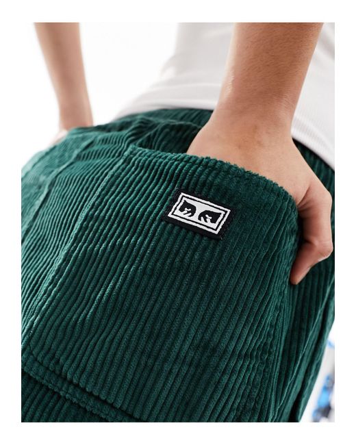 Pantalon unisexe classique en velours côtelé Obey en coloris Green