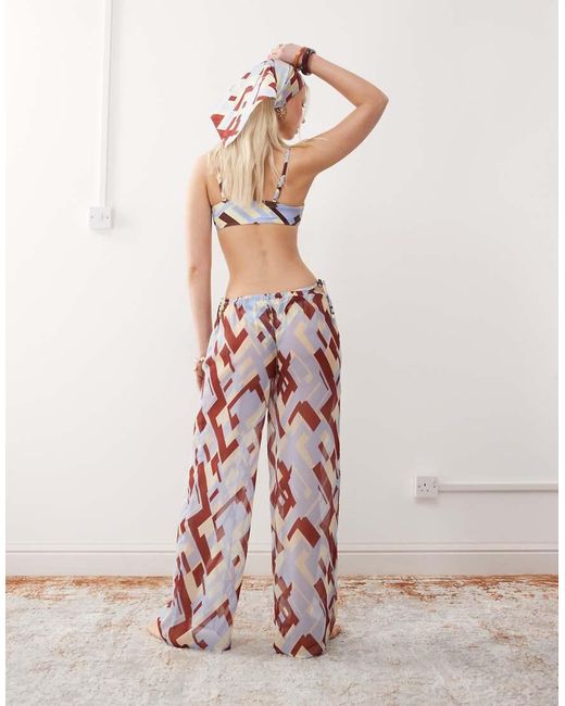 Reclaimed Vintage Pink Pull On Sheer Beach Trouser