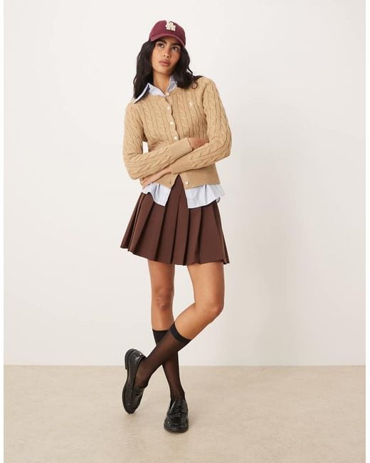 Polo Ralph Lauren Brown Icon Logo Cotton Cable Knit Cardigan