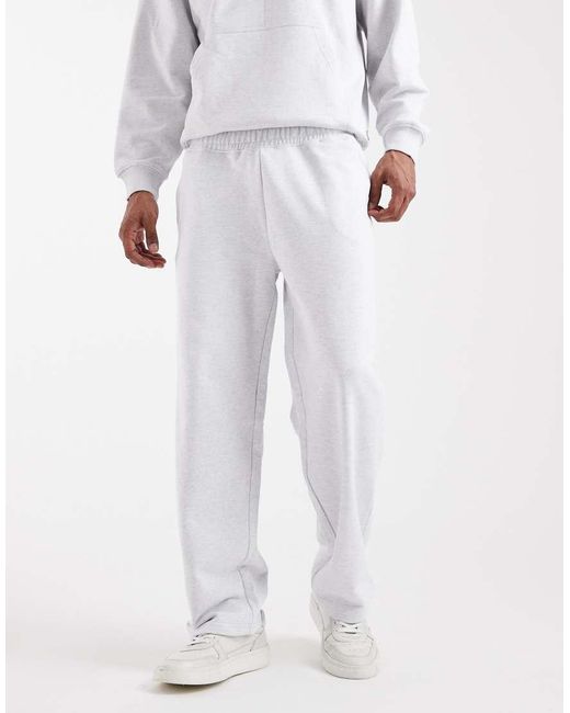 Only & Sons White Premium 400gsm Heavyweight Loose Fit Trackies for men