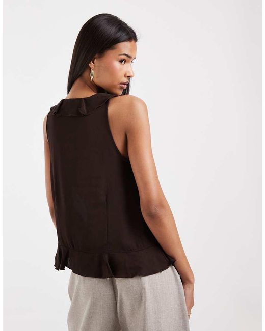 ONLY Black Ruffles Detail Tie Front Top