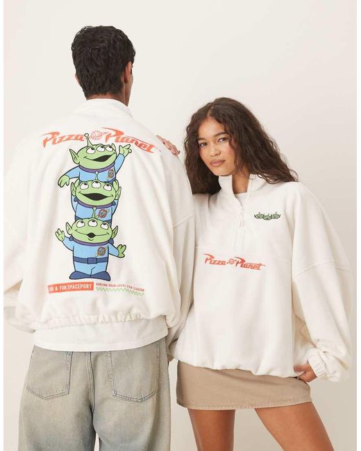 ASOS Natural Disney Pixar Unisex Oversized Fleece With Toy Story Print