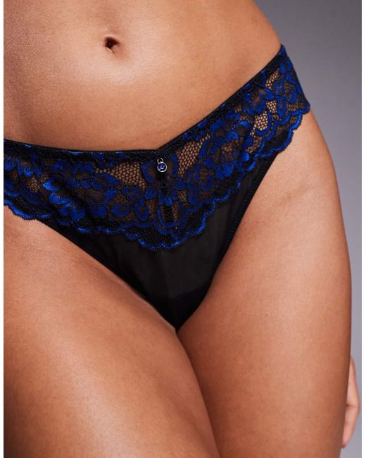 Ann Summers Blue Sexy Lace Two Tone Thong