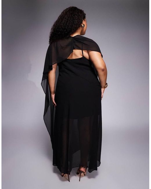 Forever New Black Cape Sheer Overlay Cami Maxi Dress
