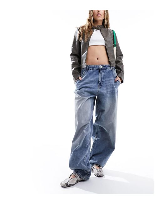ONLY Blue Faye Mid Rise Loose baggy Jean