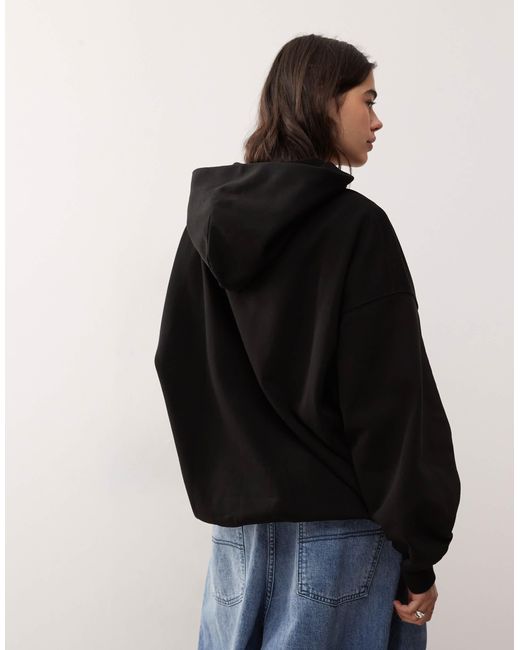 Weekday Black Oversized Heavyweight Jersey Hoodie