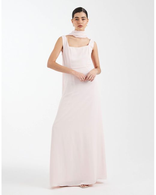 strapless open back dress Romane Pink Strapless Corset Chiffon Maxi Dress main image 1