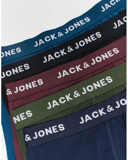 Jack & Jones Blue 5 Pack Trunks for men