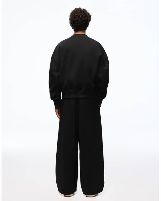 Bershka Black Bonded Pleated Volume jogger Trousers for men
