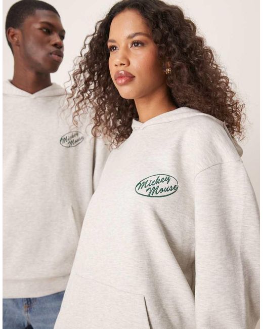 ASOS Oversized Uniseks Hoodie Met Disney Mickey Mouse & Friends-Prints in het White