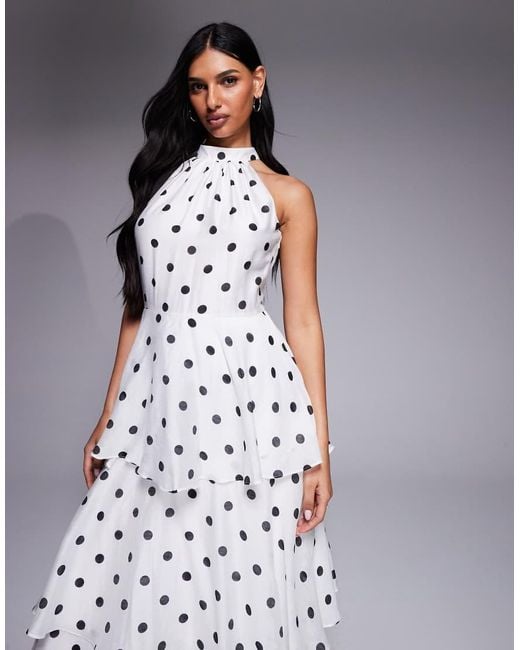 Forever New Gray Tiered Halter Neck Maxi Dress