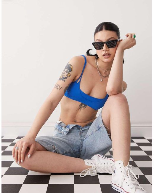 Weekday Blue Layered Bikini Top