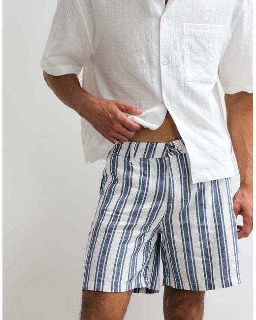 ASOS White Co-ord Wide Fit Linen Blend Shorts for men